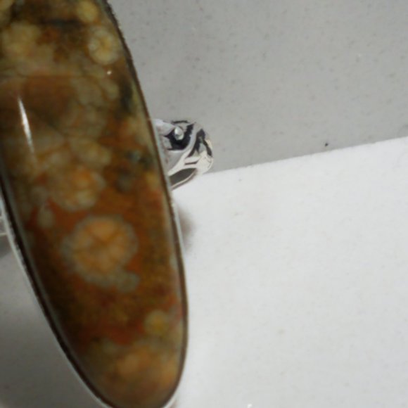 March BirthStone NATURAL MOLTED Jasper  Handmade Ring Marked SIZE 9 IMPRESSIVE - Picture 4 of 13